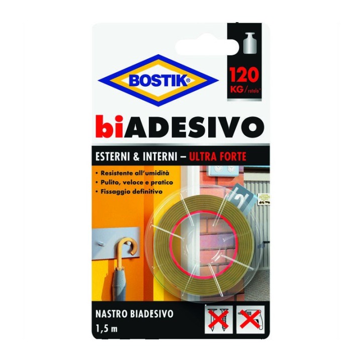 BOSTIK NASTRO BIADESIVO ESTERNIINTERNI 19MMX1,5M BL
