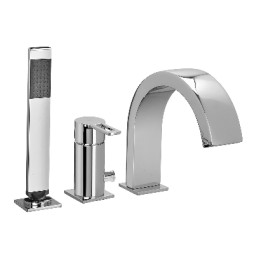 MISCELATORE BORDO VASCA CON DEVIATORE E BOCCA EROGAZIONE LINEA RINGO Cromo