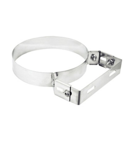 COLLARE INOX C/STAFFA P/TUBO STUFA 20 CM