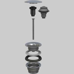 PILETTA A SCATTO PER LAVABO E BIDET IN ACCIAIO INOX "MANITAPI"SATINATO - con tappo Ø 63 cromato