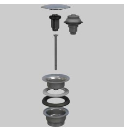 PILETTA A SCATTO PER LAVABO E BIDET IN ACCIAIO INOX "MANITAPI"SATINATO - con tappo Ø 63 cromato