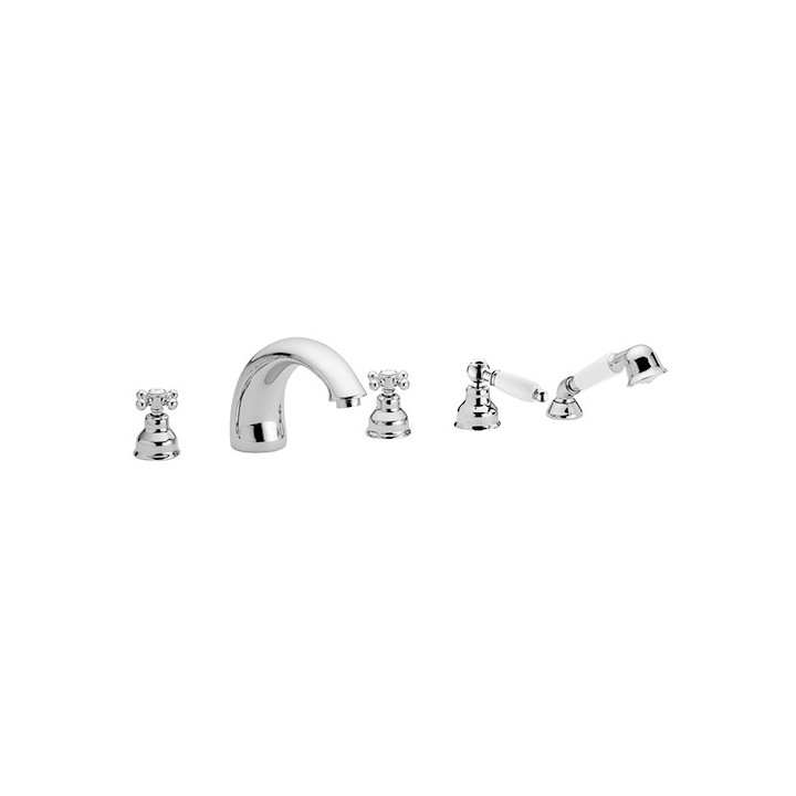 BATTERIA BORDO VASCA 5 FORI CON BOCCA EROGAZIONE SERIE VIOLA Cromo