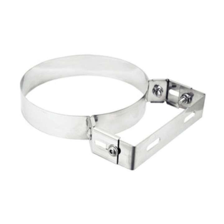 COLLARE INOX C/STAFFA P/TUBO STUFA 25 CM