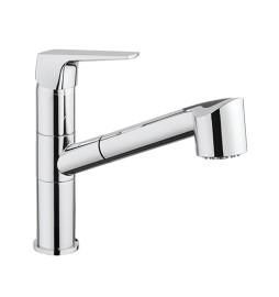 MISCELATORE MONOCOMANDO LAVELLO CON DOCCETTA ESTRAIBILE Cromo