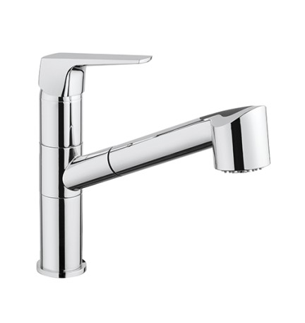 MISCELATORE MONOCOMANDO LAVELLO CON DOCCETTA ESTRAIBILE Cromo