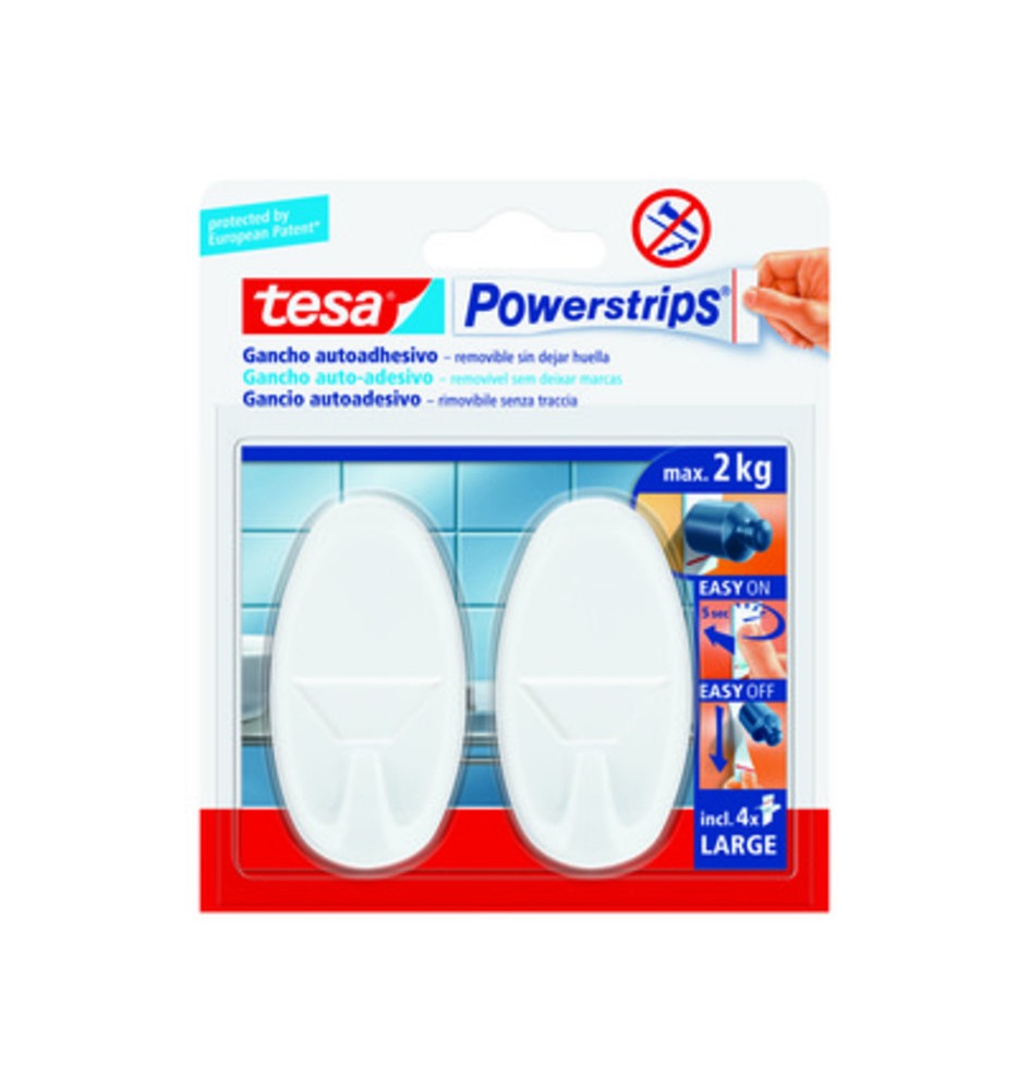 GANCIO ADESIVO TESA POWERSTRIPS GRANDE BIANCO 2 PZ