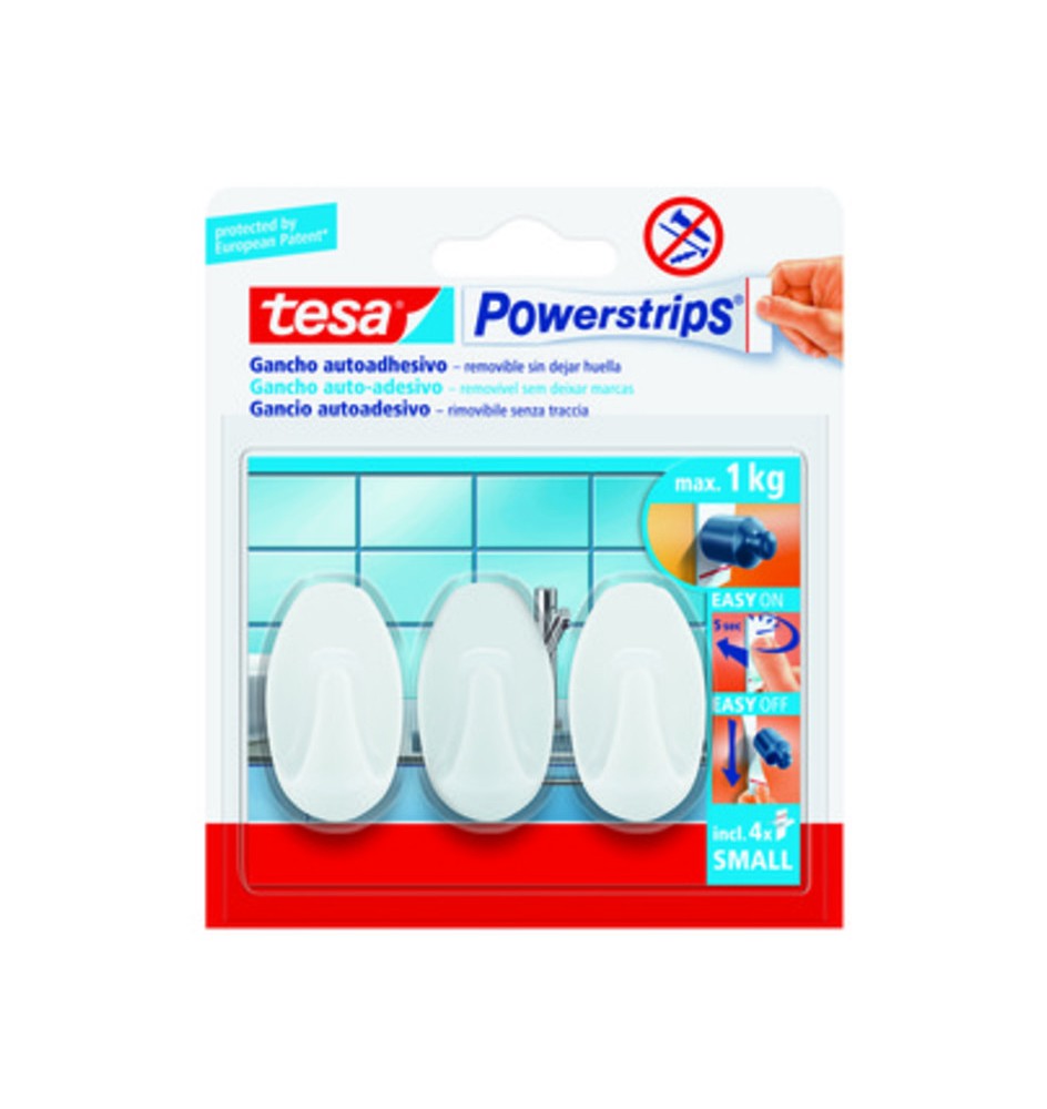 GANCIO ADESIVO TESA POWERSTRIPS PICCOLO B.CO 3 PZ