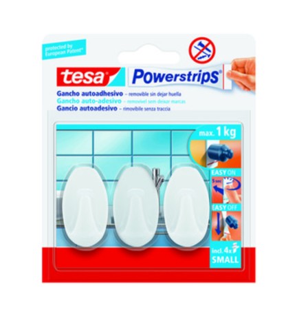 GANCIO ADESIVO TESA POWERSTRIPS PICCOLO B.CO 3 PZ