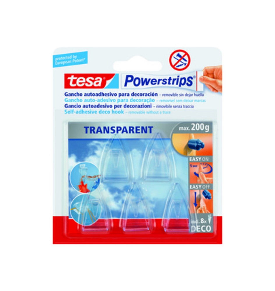 GANCIO ADESIVO TESA POWERSTRIPS TRASPARENTE 5 PZ