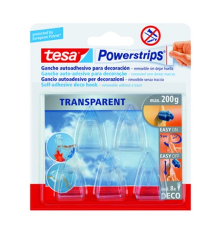 GANCIO ADESIVO TESA POWERSTRIPS TRASPARENTE 5 PZ