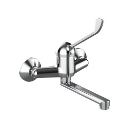 MISCELATORE MONOCOMANDO LAVELLO A MURO CON LEVA CLINICA LINEA TEN Cromo