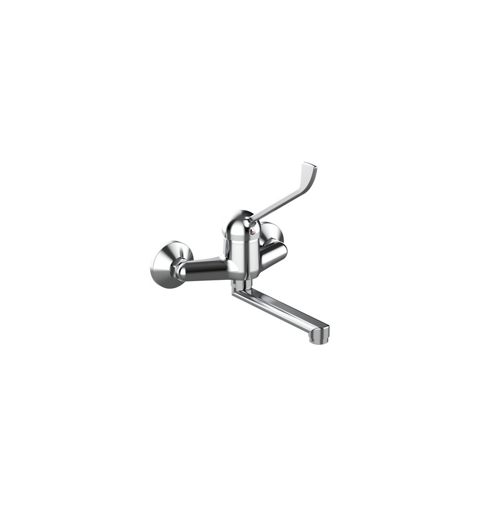 MISCELATORE MONOCOMANDO LAVELLO A MURO CON LEVA CLINICA LINEA TEN Cromo