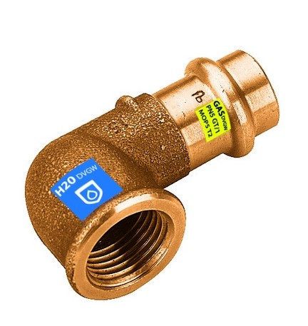 GOMITO 90° IN BRONZO A PRESSARE F X FIL F ACQUA/GAS Diam. 28 x 1