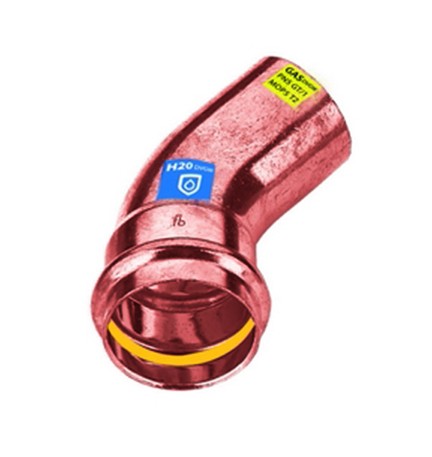 CURVA IN RAME A PRESSARE 45° MF ACQUA/GAS Diam. 22