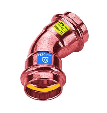 CURVA IN RAME A PRESSARE 45° FF ACQUA/GAS Diam. 18
