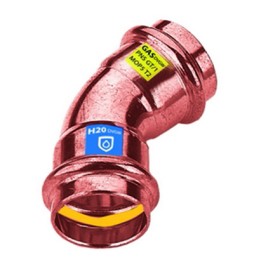 CURVA IN RAME A PRESSARE 45° FF ACQUA/GAS Diam. 22
