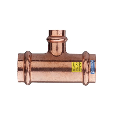 T RIDOTTO FFF IN RAME A PRESSARE ACQUA/GAS Diam. 28 x 18 x 28