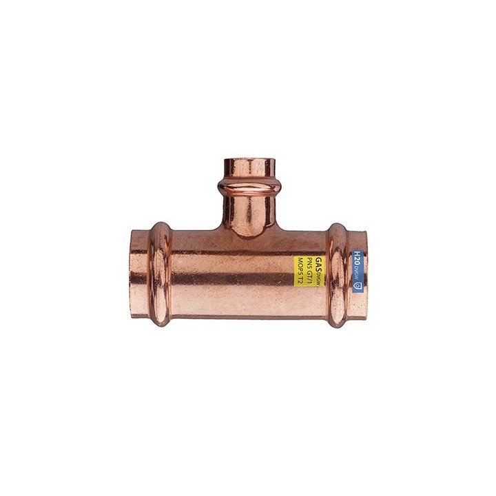 T RIDOTTO FFF IN RAME A PRESSARE ACQUA/GAS Diam. 35 x 28 x 35