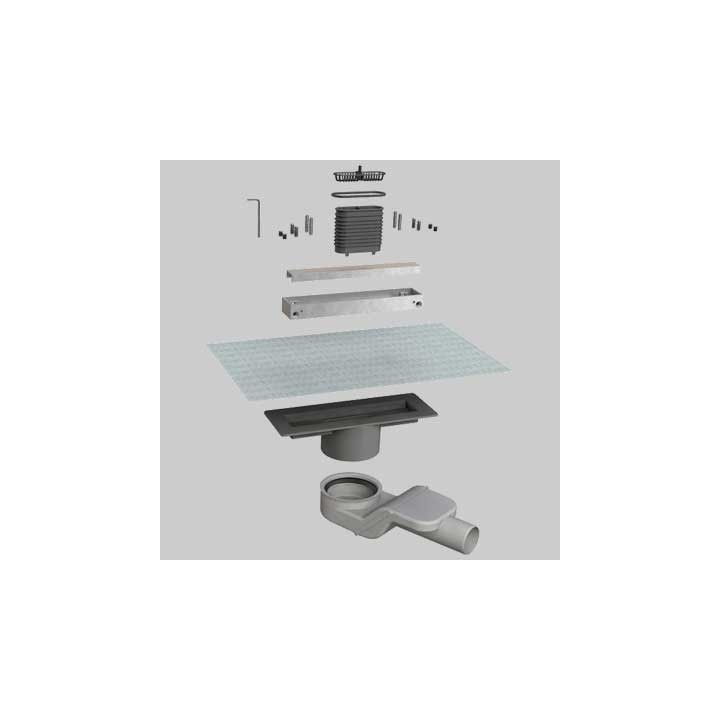 CANALINA DOCCIA ALLUMINIO IN KIT GRIGLIA DOUBLE FACE - CM. 30