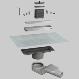 CANALINA DOCCIA ALLUMINIO IN KIT GRIGLIA DOUBLE FACE - CM. 40