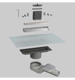 CANALINA DOCCIA ALLUMINIO IN KIT GRIGLIA DOUBLE FACE - CM. 40