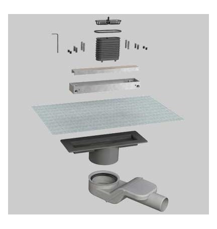 CANALINA DOCCIA ALLUMINIO IN KIT GRIGLIA DOUBLE FACE - CM. 70
