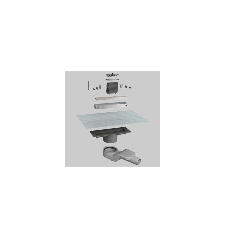 CANALINA DOCCIA ALLUMINIO IN KIT GRIGLIA DOUBLE FACE - CM. 80