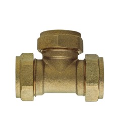 RACCORDO A TEE FFF A COMPRESSIONE PER RAME Diam. 22