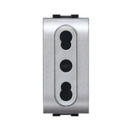 LIFE 4045 TEC PRESA BIPASSO 10/16A ARGENTO SATINAT