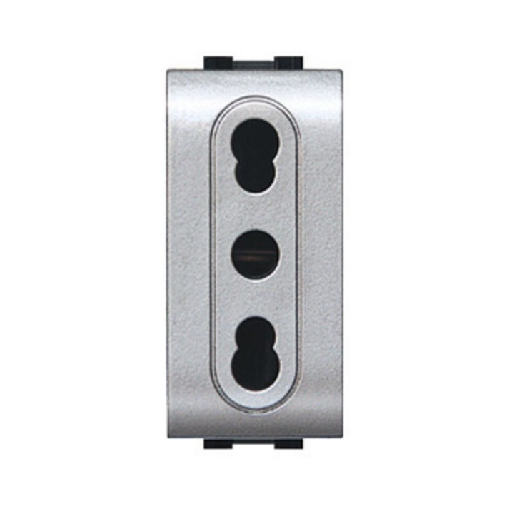 LIFE 4045 TEC PRESA BIPASSO 10/16A ARGENTO SATINAT