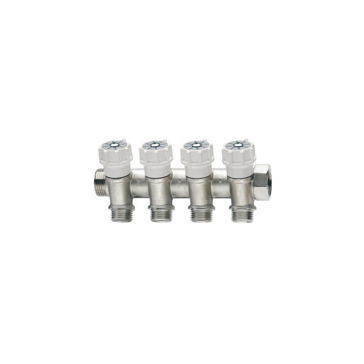 COLLETTORE DI DISTRIBUZIONE COMPONIBILE CON VALVOLE DI INTERCETTAZIONE 3/4" x 2 deriv. 1/2