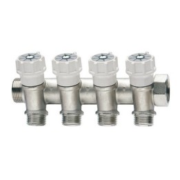 COLLETTORE DI DISTRIBUZIONE COMPONIBILE CON VALVOLE DI INTERCETTAZIONE 3/4" x 3 deriv. 1/2