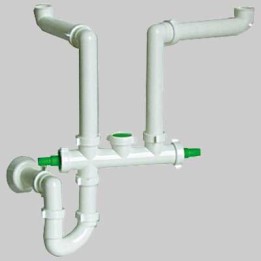 SIFONE LAVELLO SALVASPAZIO 2 VIE - 1"1/2 Autopulente