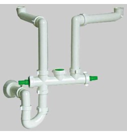 SIFONE LAVELLO SALVASPAZIO 2 VIE - 1"1/2 Autopulente