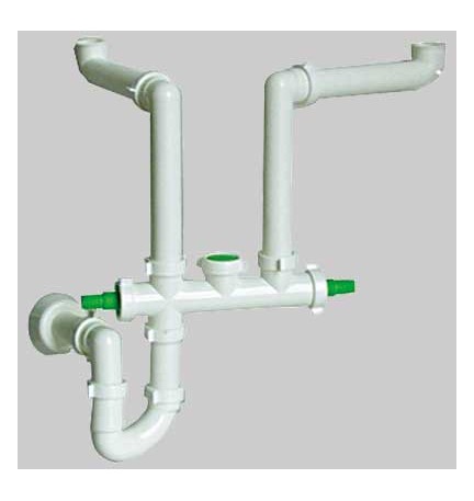 SIFONE LAVELLO SALVASPAZIO 2 VIE - 1"1/2 Autopulente