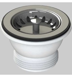 PILETTA PER LAVELLI INOX E SINTETICI CON TAPPO CESTELLO - Ø 70- 1"1/2