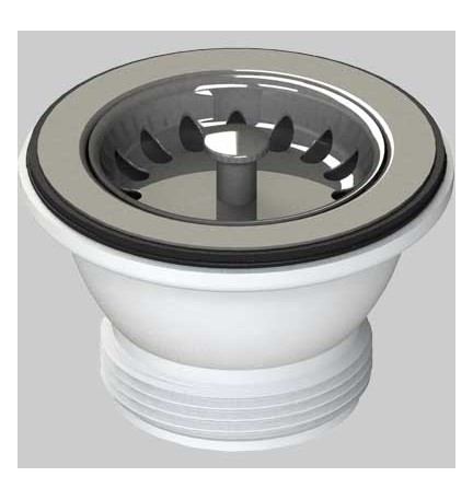 PILETTA PER LAVELLI INOX E SINTETICI CON TAPPO CESTELLO - Ø 70- 1"1/2