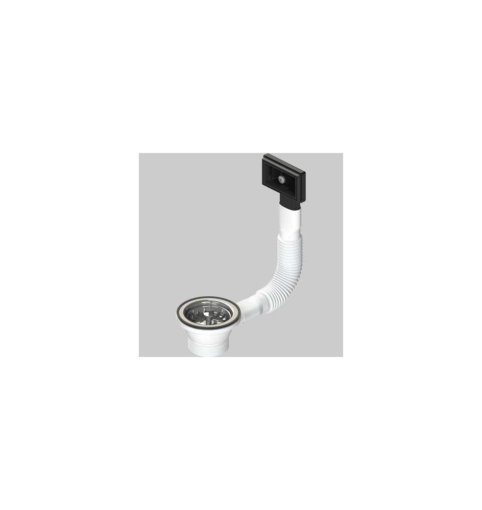 PILETTA PER LAVELLI INOX E SINTETICI CON TROPPO PIENO RETTANGOLARE E TAPPO CESTELLO - Ø 70- 1"1/2