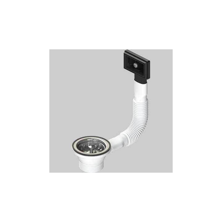 PILETTA PER LAVELLI INOX E SINTETICI CON TROPPO PIENO RETTANGOLARE E TAPPO CESTELLO - Ø 70- 1"1/2