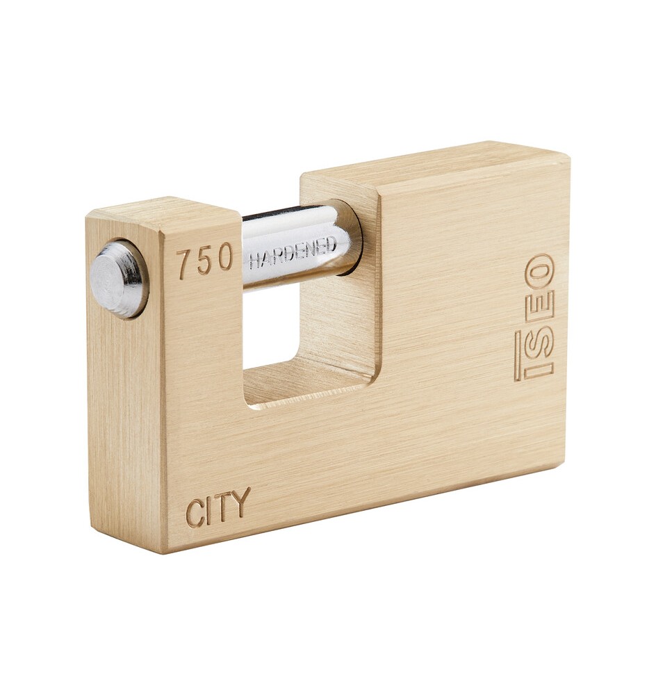 ISEO P740 LUCCHETTO CITY P/SERRANDA KA 76MM OTTONE