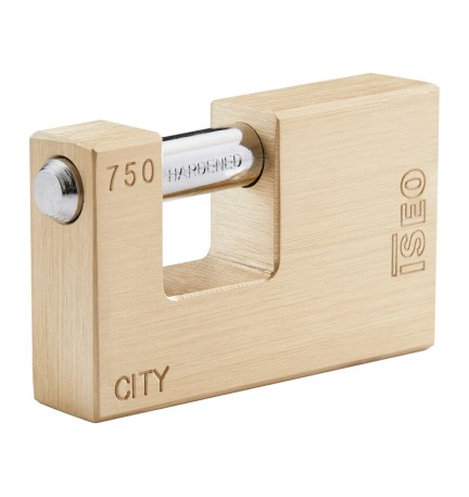 ISEO P740 LUCCHETTO CITY P/SERRANDA KA 76MM OTTONE