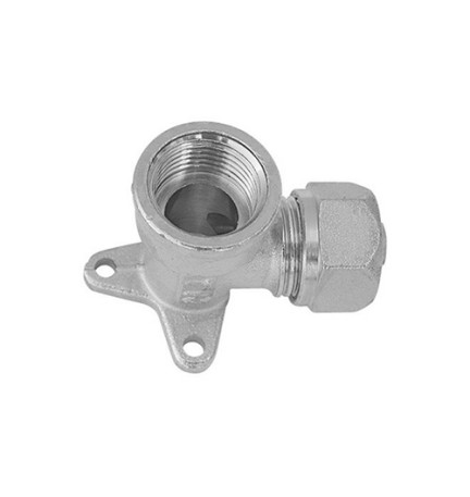 RACCORDO CURVO FEMMINA CON FLANGIA A 3 FORI TIEMME PER MULTISTRATO 1/2 x 20 -CONF
