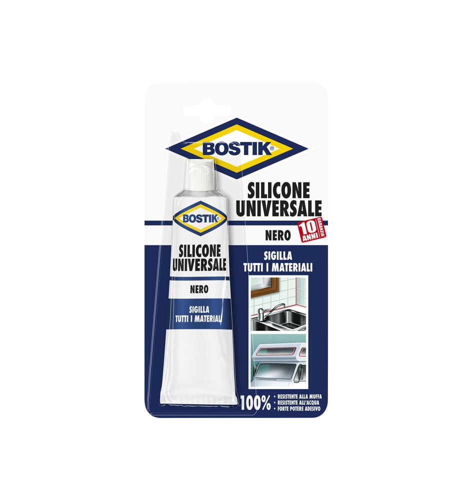 BOSTIK SILICONE UNIVERSALE 60 ML NERO BLISTER