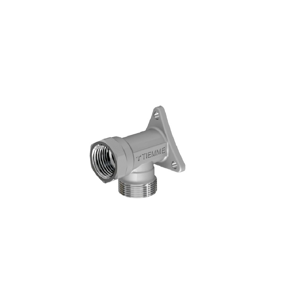 RACCORDO CURVO FEMMINA CROMATO CON FLANGIA 1/2 - 24X19 fil (D.16)