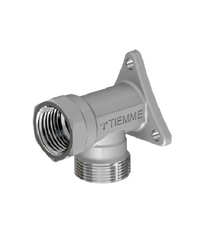 RACCORDO CURVO FEMMINA CROMATO CON FLANGIA 3/4 - 24X19 fil (D.16)