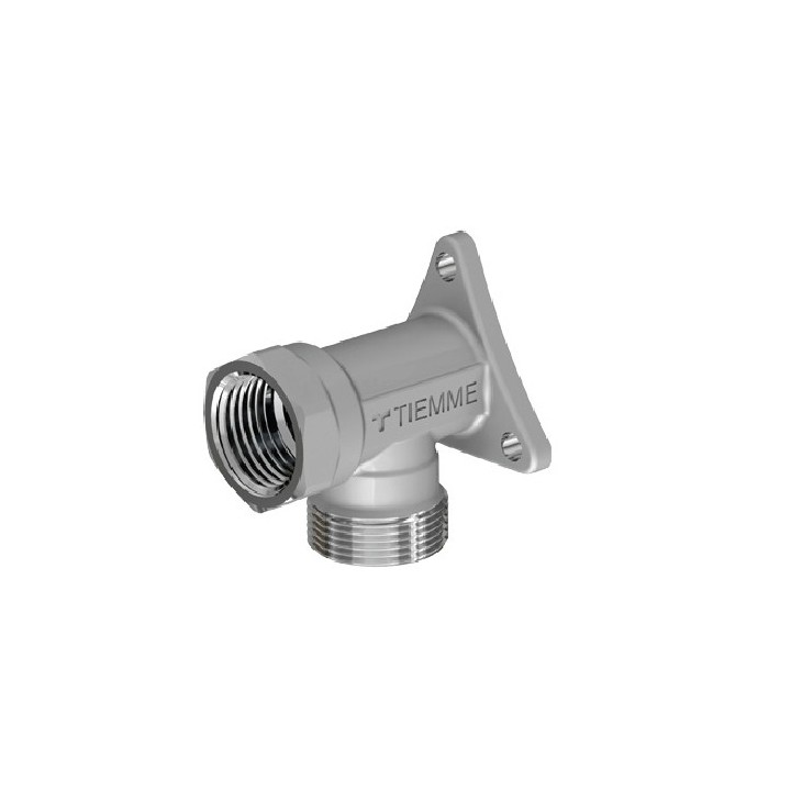 RACCORDO CURVO FEMMINA CROMATO CON FLANGIA 3/4 - 24X19 fil (D.16)