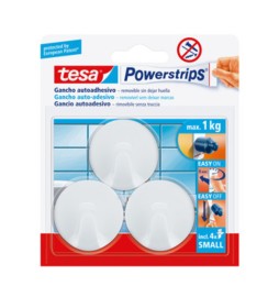GANCIO ADESIVO TESA POWERSTRIPS TONDO BIANCO 3 PZ