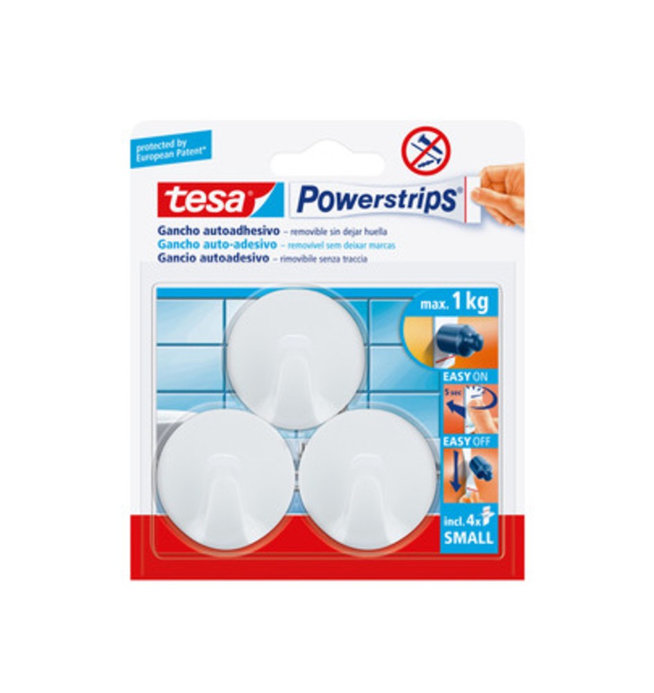 GANCIO ADESIVO TESA POWERSTRIPS TONDO BIANCO 3 PZ