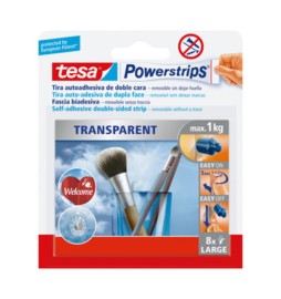 TESA POWERSTRIPS 8 STRISCE ADESIVE TRASPARENTI