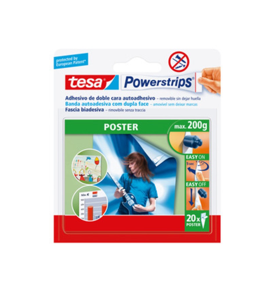 TESA POWERSTRIPS 20 STRISCE BIADESIVE POSTER